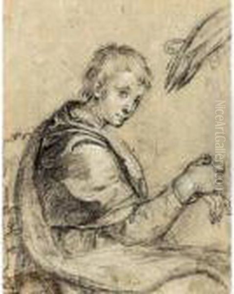 A Young Man Seated, Seen Almost In Profile - view 1