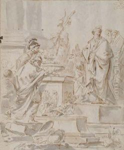 Mythological Scene (alexander And Diogenes) by Paolo Pagani