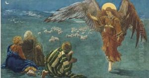 Angel Gabriel Appearing To The Three Shepherds by Walter Stanley Paget