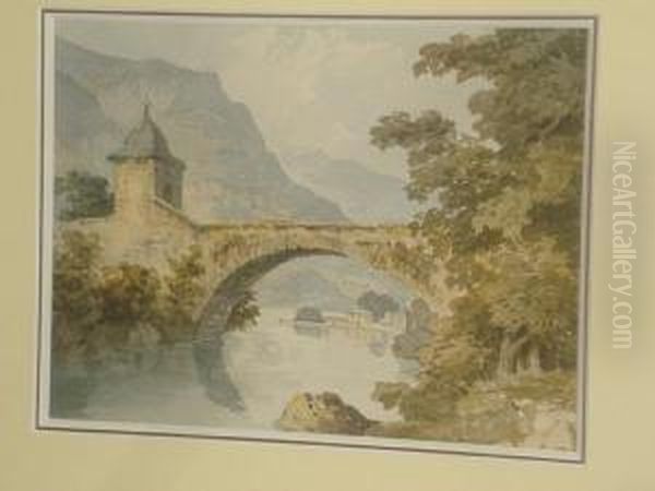 Continental River With Arched Stonebridge - view 1