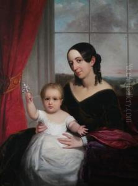 Portrait Of Mother And Child With Silver Rattle - view 1