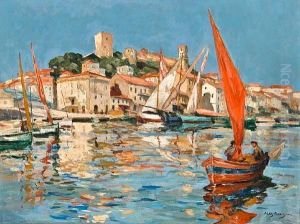 The Old Port Of Cannes by Jules Eugene Pages