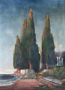 Shoreline With Trees by Jules Eugene Pages