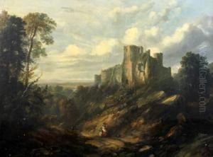 Extensive Landscape With Figures On An Uplandtrack Before A Ruined Castle