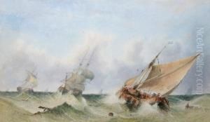 Ships Sailing In Rough Seas by Sidney Edward Paget