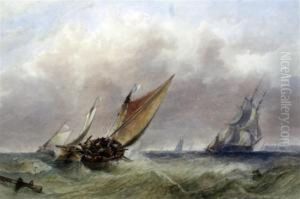 Dutch Fishing Boats And Other Shipping Off The Coast by Sidney Edward Paget