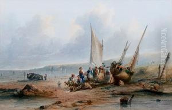 Fisher Folk By Beached Boats, Signed - view 1