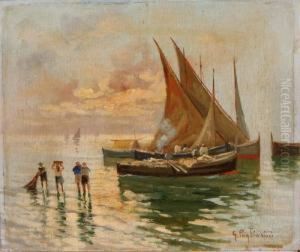 Marina Con Pescatori by Giovanni Pagliarini