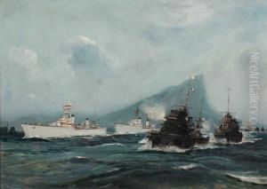 A French Convoy Off Gibraltar by Jean-Louis Paguenaud