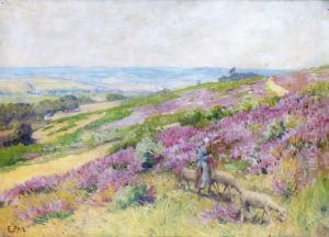 Bergere Dans La Lande De Bruyere by Edouard Pail