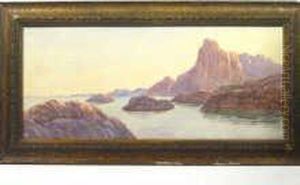 Watercolour,"evening In The Lofoten Islands Norway July 1920, 54cm X 24cm by Robert Tucker Pain