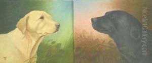 Pair Of Portraits Of Labradordogs by T.J. Pairpont