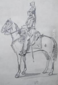 A French Cavalry Officer On Horseback by Charles Pierre Pajol