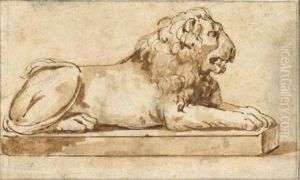 Etude De Lion by Jacques-Augustin Pajou