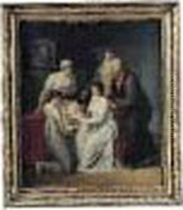 Portrait De La Famille Pajou by Jacques-Augustin Pajou