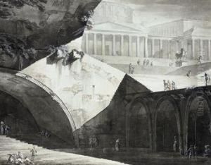 An Architectural Capriccio: Figures In The Vaults And On The Stepsof A Domed Palace