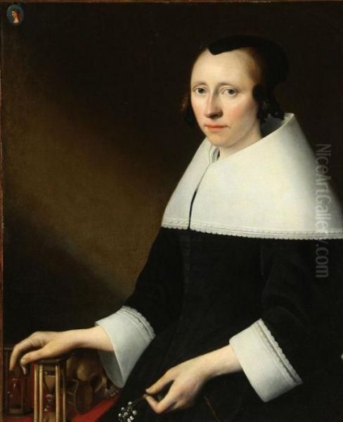Portrait Of A Lady Holding A Sprig Of Lilies Of The Valley - view 1