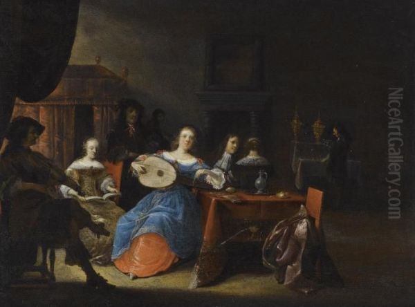 An Elegant Company Making Music In An Interior - view 1