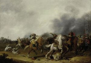 A Cavalry Skirmish by Palamedes Palamedesz. (Stevaerts, Stevens)