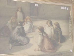 Children Playing Marbles by Mary Cox Palethorpe