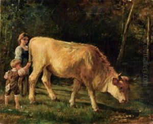 Contadinelli Con Vitellino by Filippo Palizzi