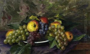 Fruit Still Life With Apples And Grapes by Celesztin Pallya