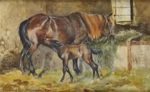 Jument Et Son Poulain by Anna Palm De Rosa