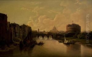 Veduta Del Tevere Con Castel Sant""angelo by Gustaf-Wilhelm Palm