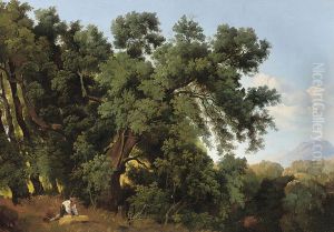 Harvesting In An Italianate Landscape by Gustaf-Wilhelm Palm
