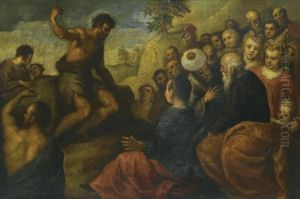 St John The Baptist Preaching by Acopo D'Antonio Negretti (see Palma Giovane)