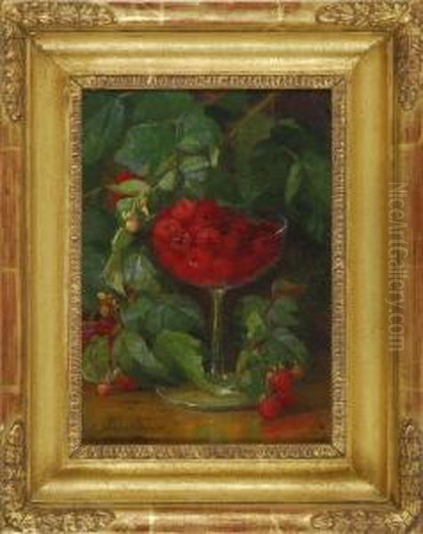 Still Life Of Raspberries In A Glass - view 1