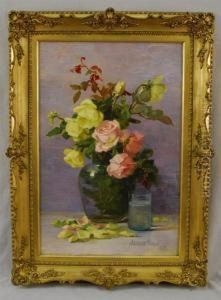 Still Life With Yellow And Pink Roses