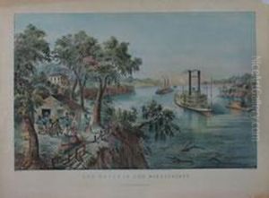 Low Water In The Mississippi And High Water In The Mississippi by Frances Flora /fanny Palmer
