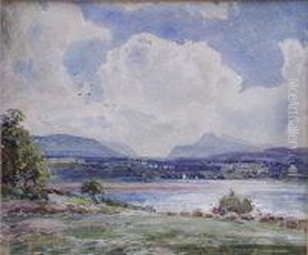 Making Hay By A Lake - view 1