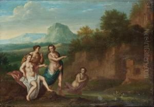 An Italianate Landscape With Nymphs Beside Ruins by James Palmer