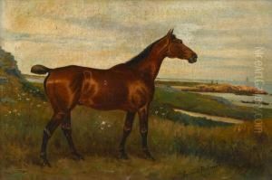 A Bay Hunter In A Landscape by James Lynwood Palmer