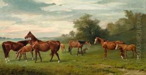 Mares And Foals At Lavington by James Lynwood Palmer