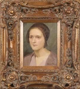 Portrait Of Woman With Hat by Pauline Lennards Palmer