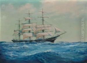 A Clipper Approaching Port, Her Crew Furling Sail
