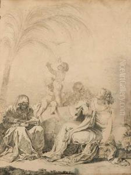 Sacra Famiglia Con Sant'elisabetta E San Giovannino Su Sfondo Di Paesaggio - view 1