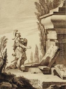 Soldat Devant Un Monument En Ruine by Giuseppe Palmieri