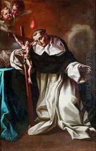 San Vicente Ferrer En Oracion Ante El Crucifijo
