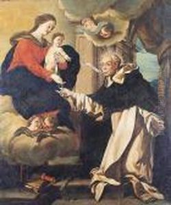 La Virgen Entregando El Rosario A San Juan De Mata by Agiselo Antonio Don Palomino De Castro Y Velasco