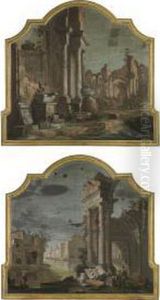 A Capriccio With Classical Ruins by Pietro (Il Mirandolese) Paltronieri