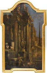 Capriccio Architettonico Con Obelisco E Figure by Pietro (Il Mirandolese) Paltronieri