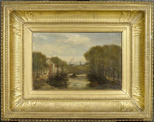 A River Landscape With Boats - view 1