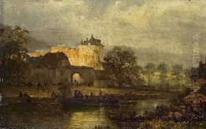 Flusslandschaft Mit Burg by H. Panckow