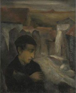 Young Man Outside The Village by Joszef, Josef Pandur