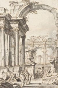 Capriccio Of Roman Ruins by Giovanni Niccolo Servandoni