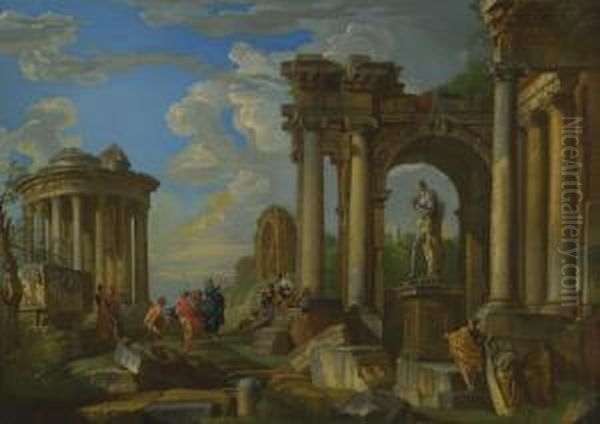 Roman Ruins With Classical Figures - view 1